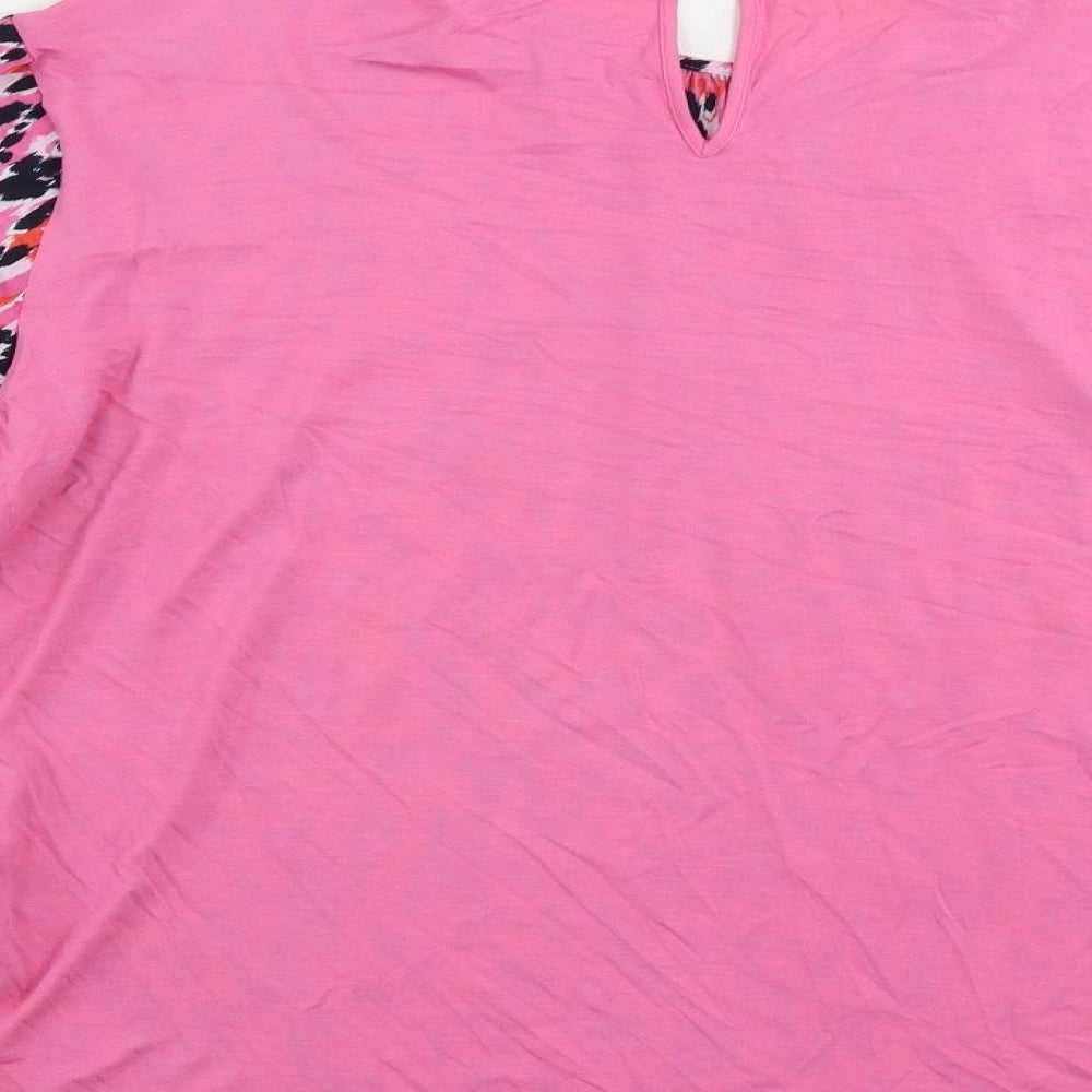 Marks & Spencer Womens Pink Animal Print Polyester Basic Blouse Size 10 Round Neck