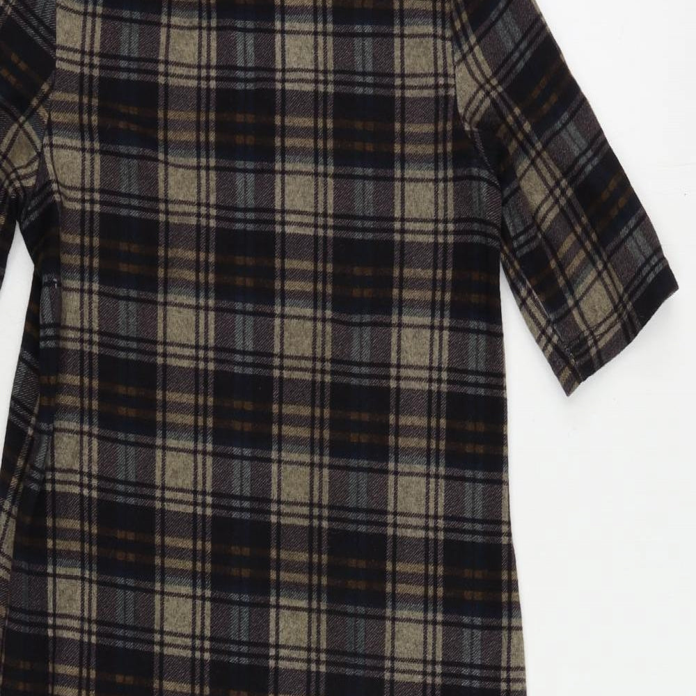 Stella Morgan Womens Multicoloured Plaid Polyester Jumper Dress Size 8 Roll Neck Pullover