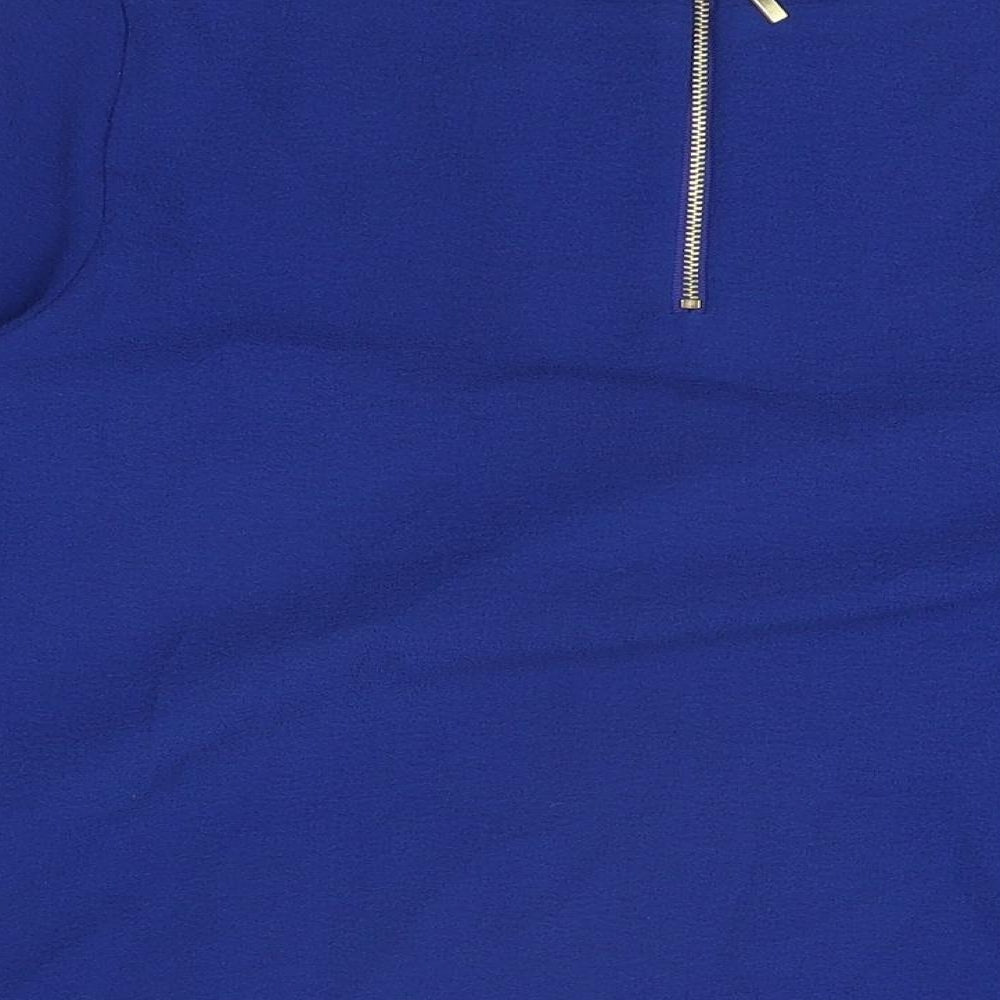 Marks & Spencer Womens Blue Polyester Basic T-Shirt Size 8 Round Neck