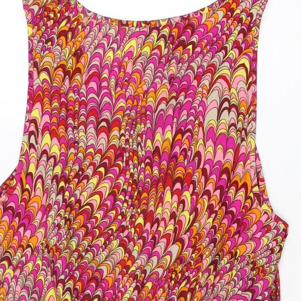 Chelsea Girl Womens Multicoloured Geometric Polyester Skater Dress Size 12 Round Neck Pullover