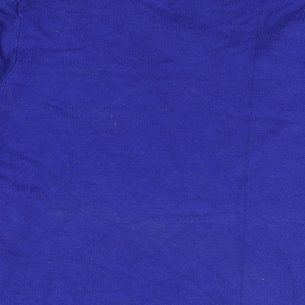 Paramour Womens Blue Geometric Viscose Basic T-Shirt Size L Round Neck