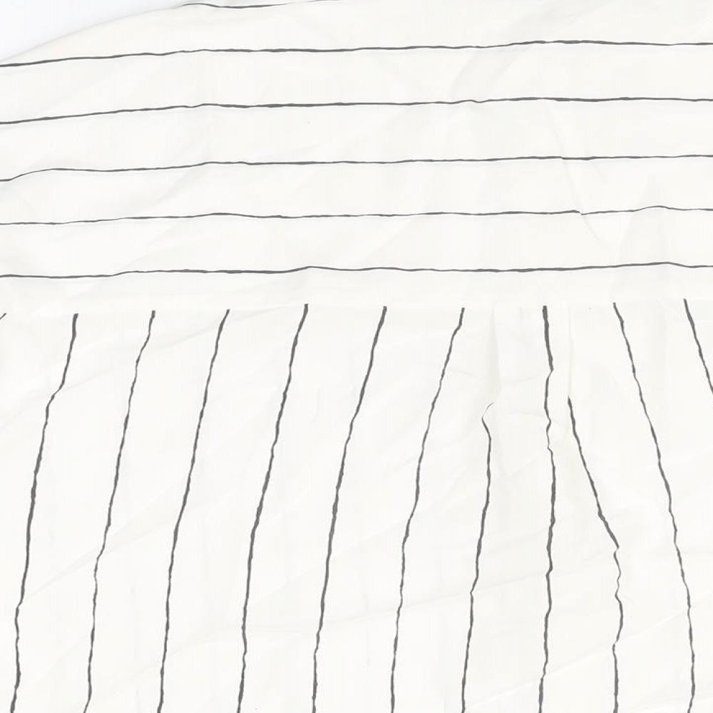Marks & Spencer Womens White Striped Lyocell Basic Button-Up Size 6 Collared