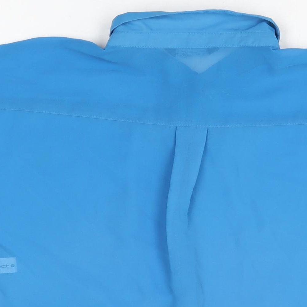 Select Womens Blue Polyester Cropped Button-Up Size 10 Collared