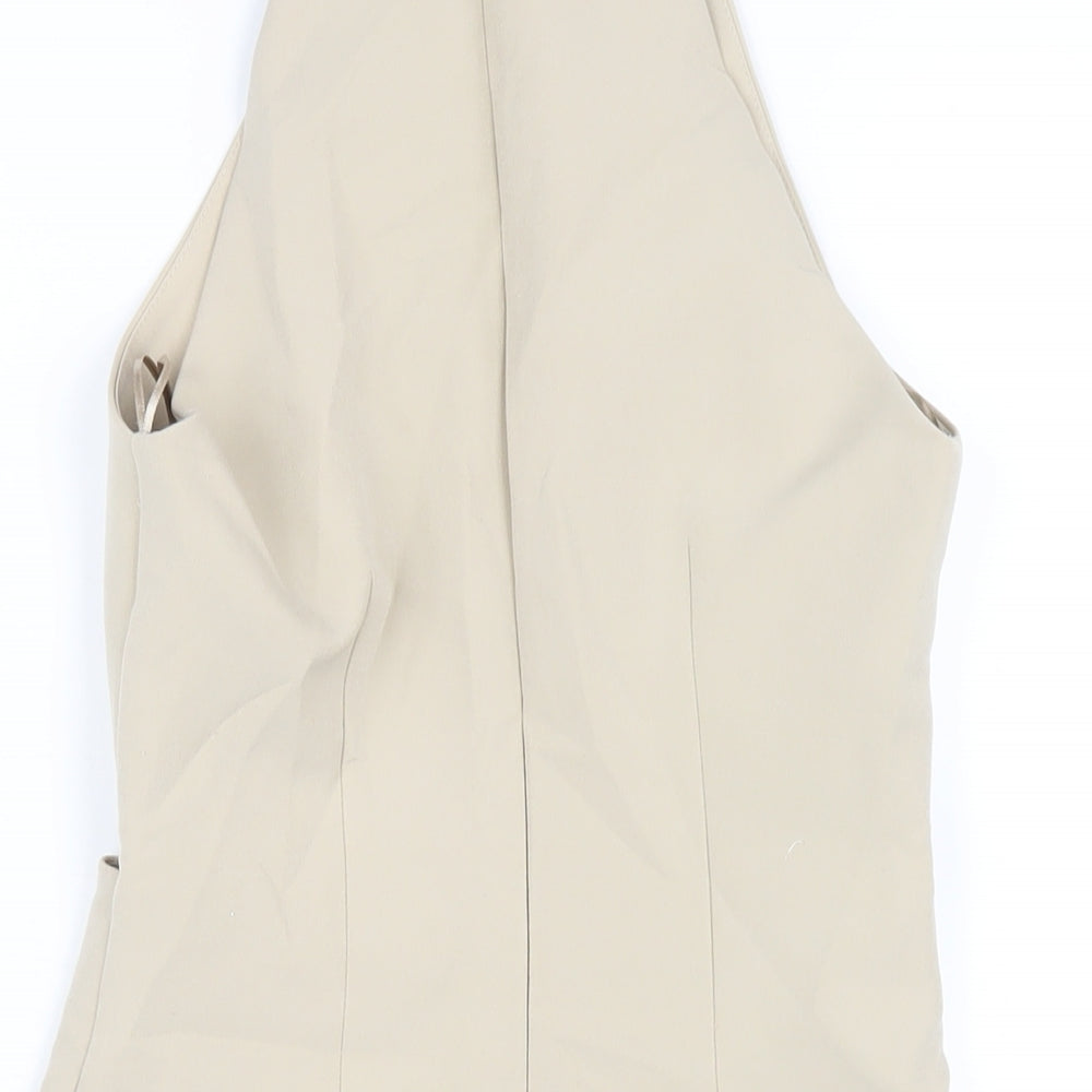 Zara Womens Beige Polyester Mini Size XS Round Neck Zip