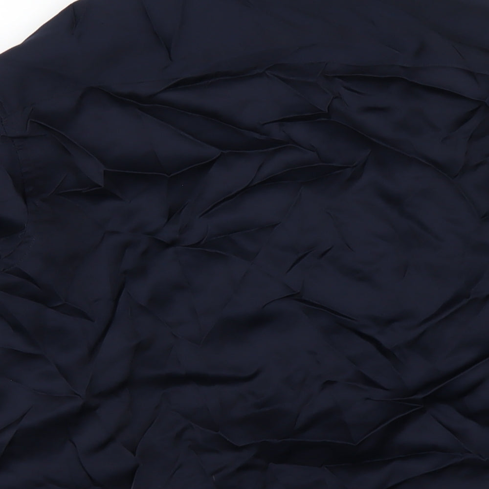 Zara Mens Blue Polyester Button-Up Size S Collared Button