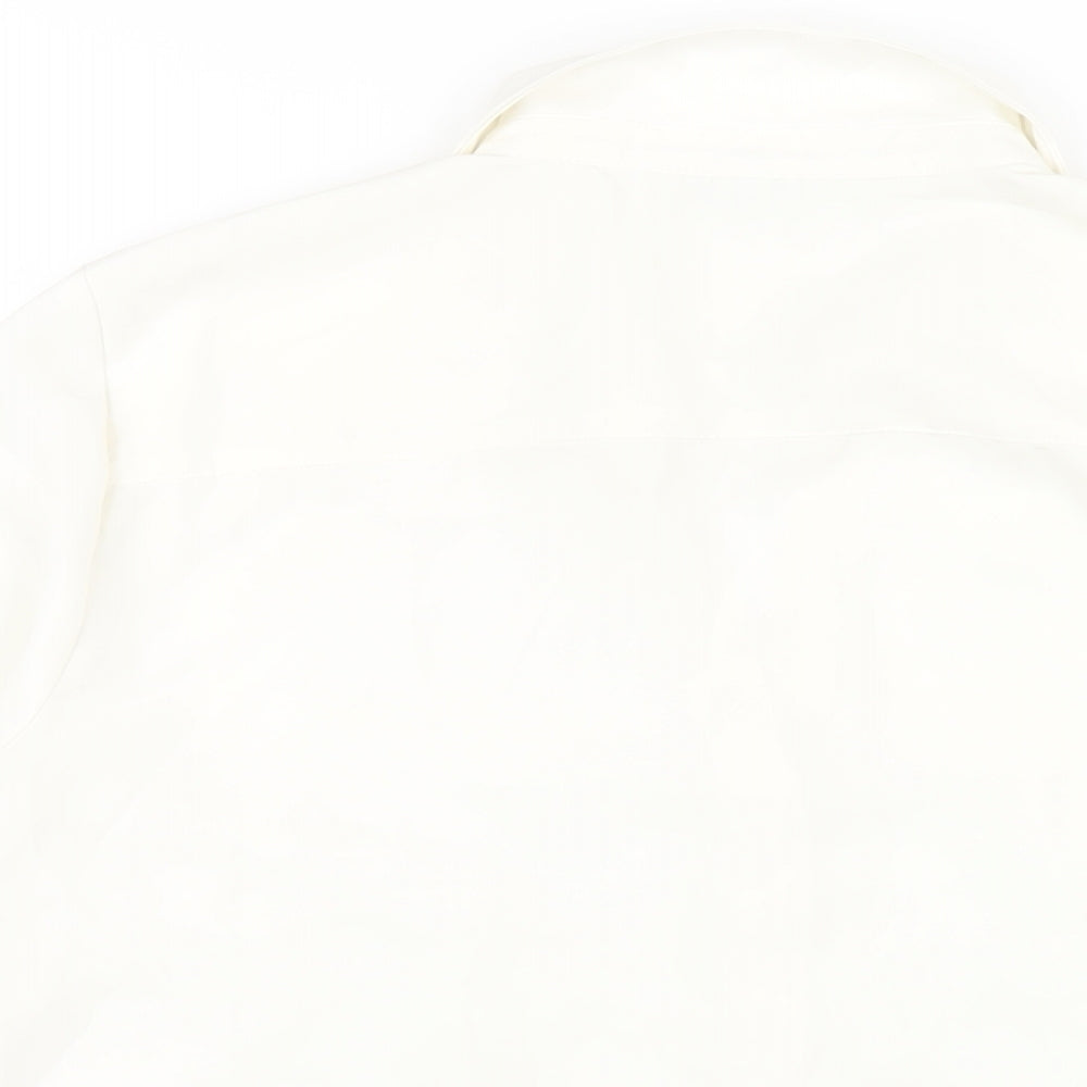 H&M Womens White Polyester Basic Button-Up Size 14 Collared