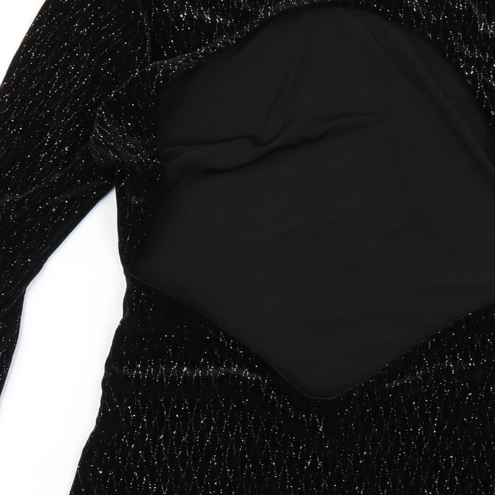 In the Style Womens Black Polyester Bodycon Size 10 Round Neck Pullover