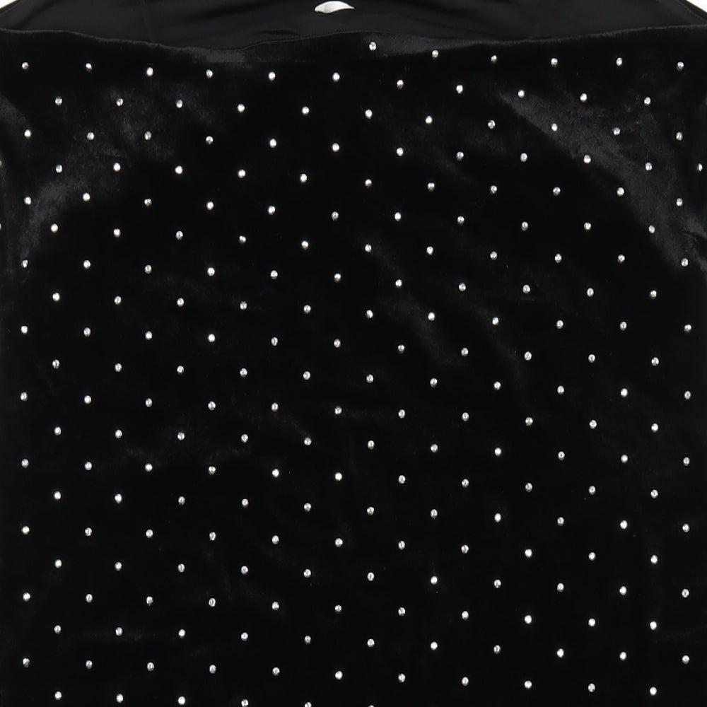 H&M Womens Black Polyester Bodycon Size L Square Neck Pullover
