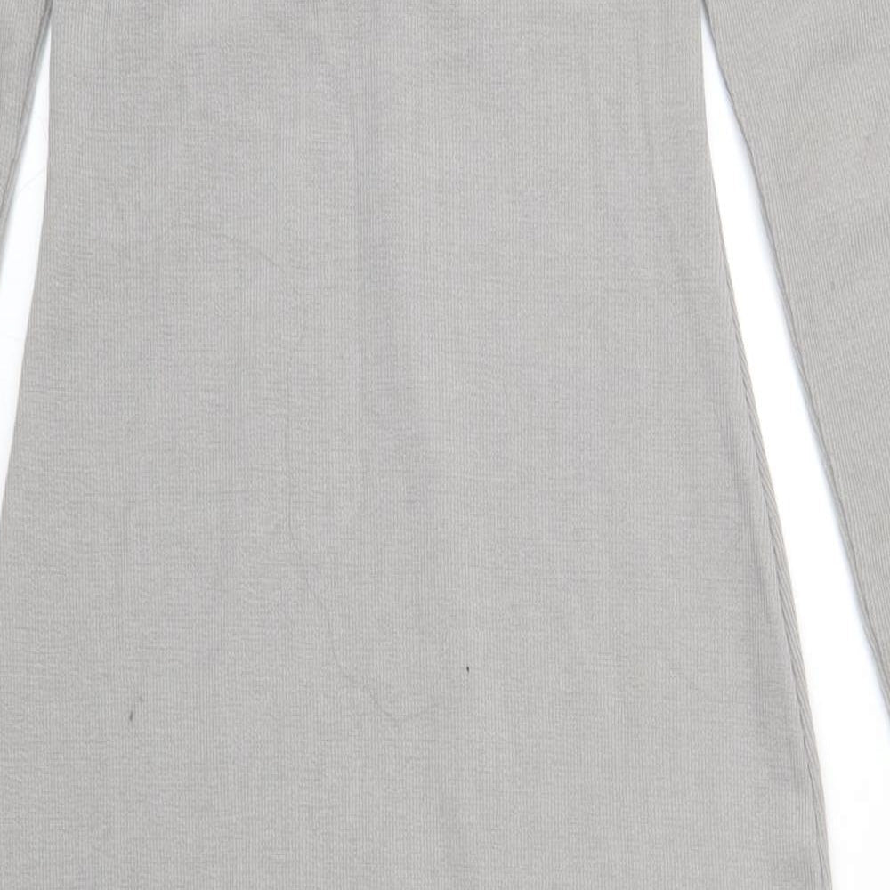 New Look Womens Grey Polyester Bodycon Size 10 Square Neck Pullover