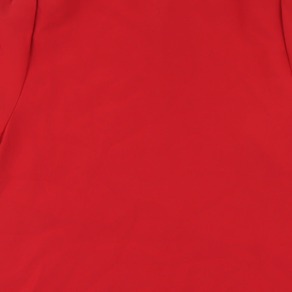 Zara Womens Red Polyester A-Line Size L Collared Button