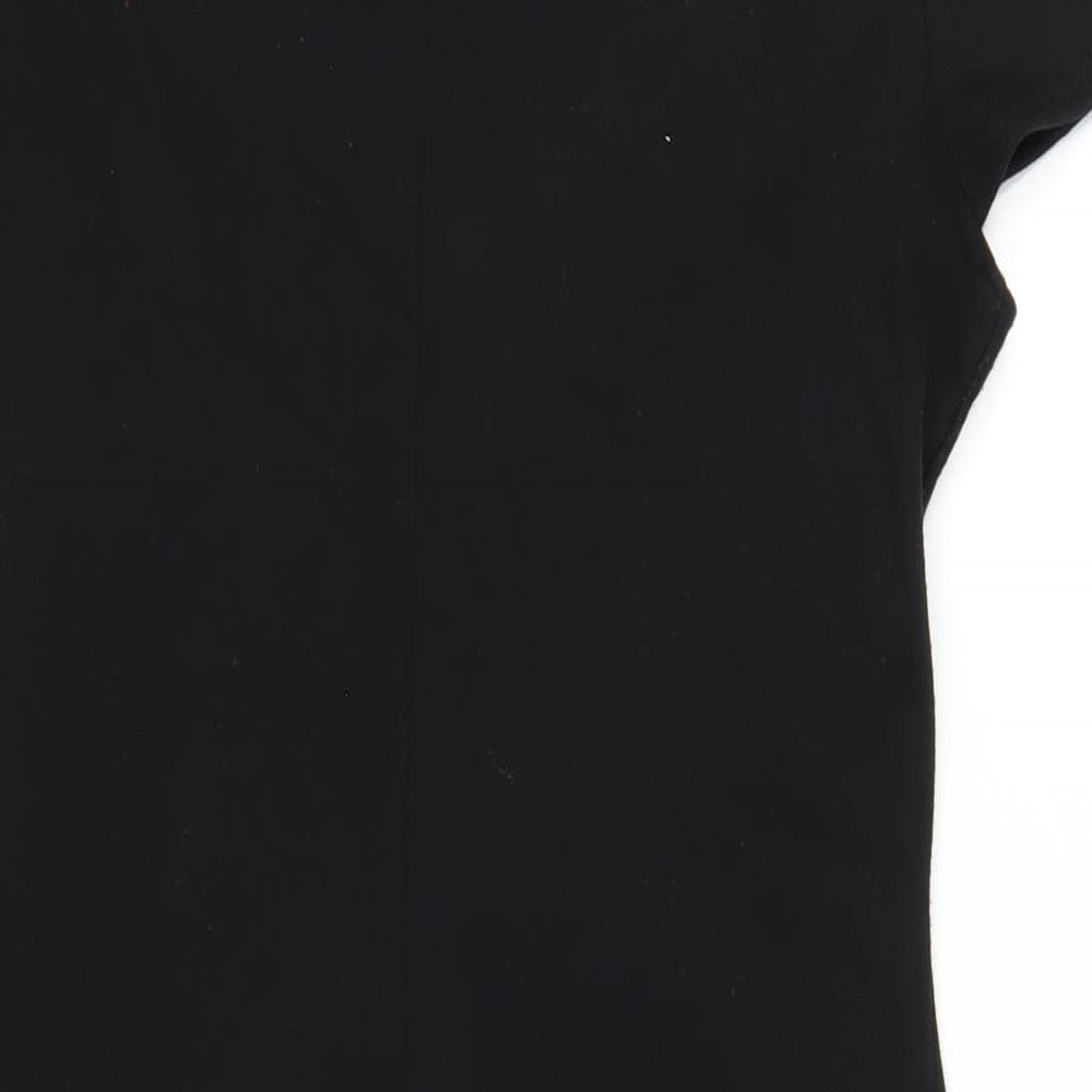 Red Herring Womens Black Polyester Bodycon Size 8 Scoop Neck Pullover