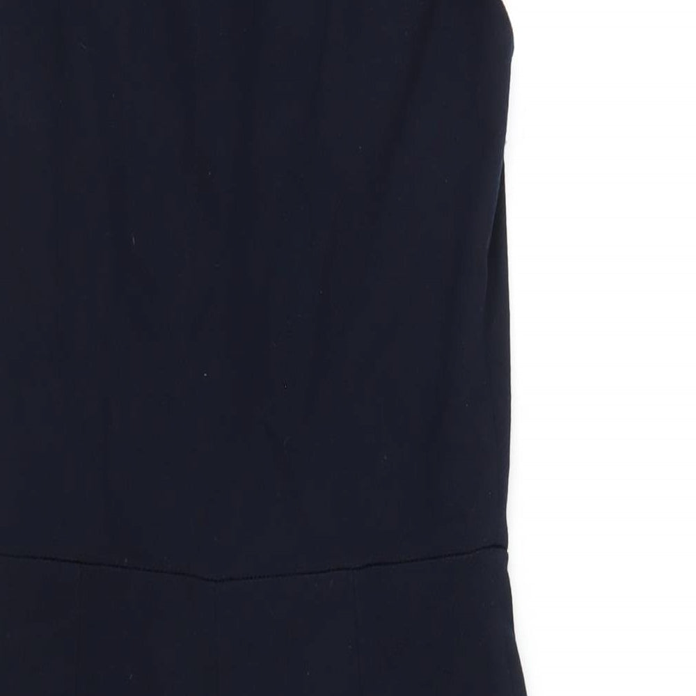Mango Womens Blue Viscose A-Line Size S Boat Neck Zip