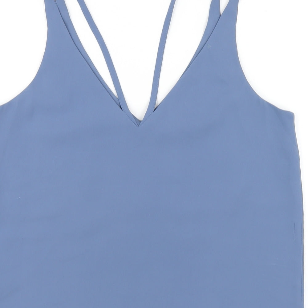 Topshop Womens Blue Polyester Camisole T-Shirt Size 6 V-Neck