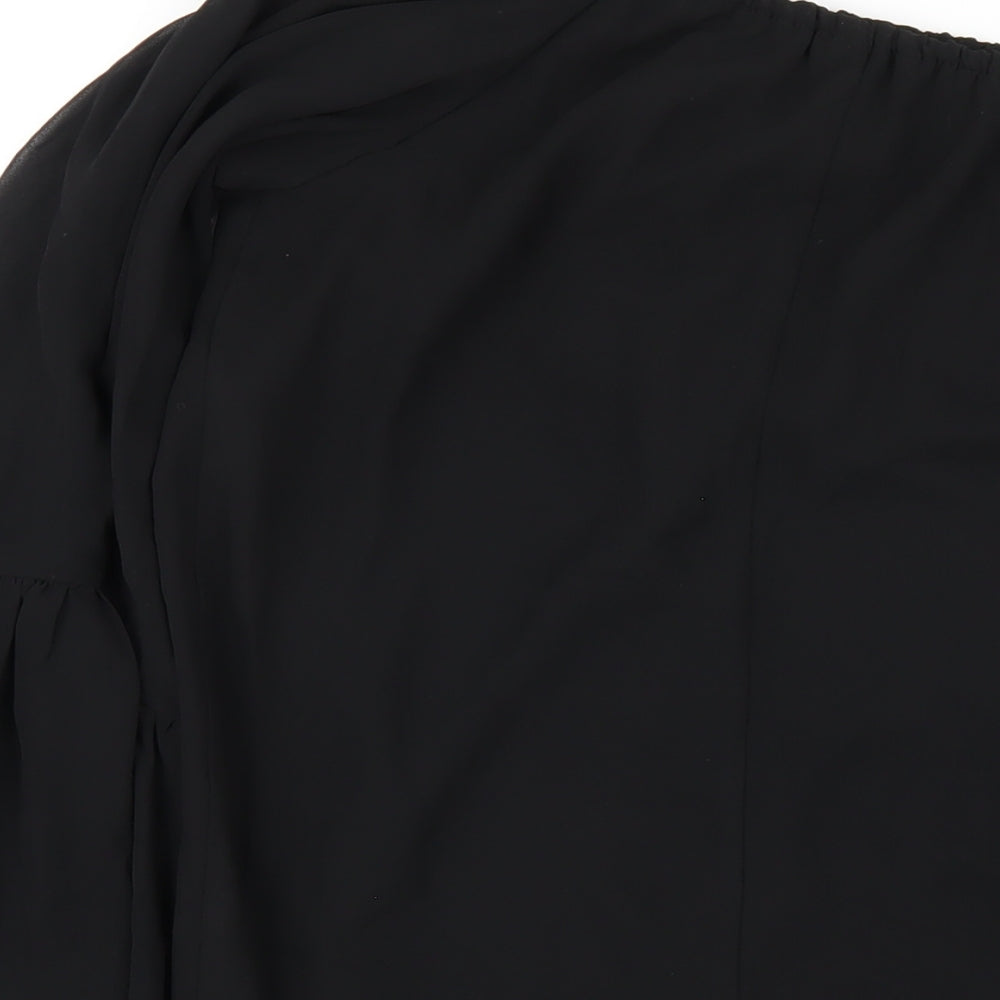 Select Womens Black Polyester A-Line Size 8 One Shoulder Pullover