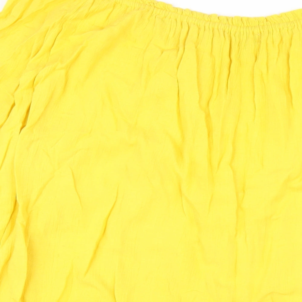 Zara Womens Yellow Cotton A-Line Size S Off the Shoulder Pullover