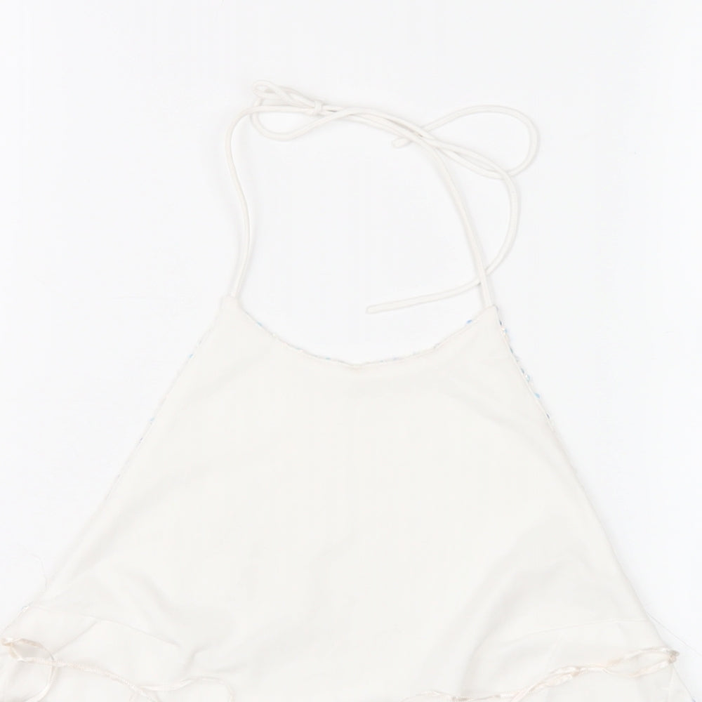 Topshop Womens White Polyester Cropped T-Shirt Size 10 Halter