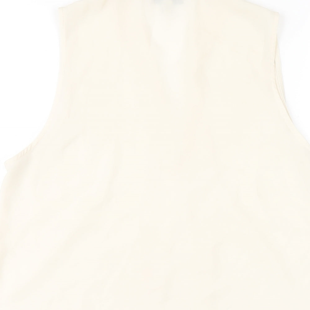 NEXT Womens Ivory Polyester Basic Tank Size 10 V-Neck