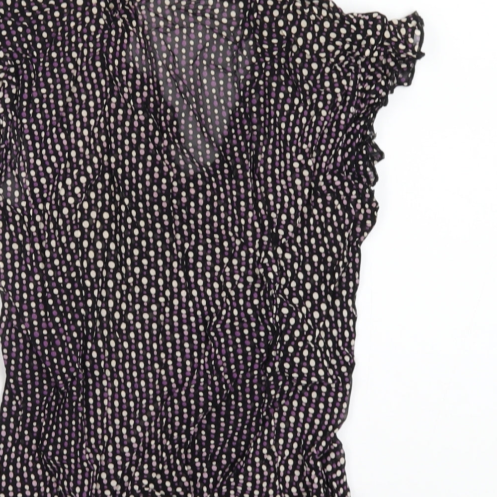 Marks & Spencer Womens Purple Polka Dot Viscose Basic Blouse Size 12 V-Neck