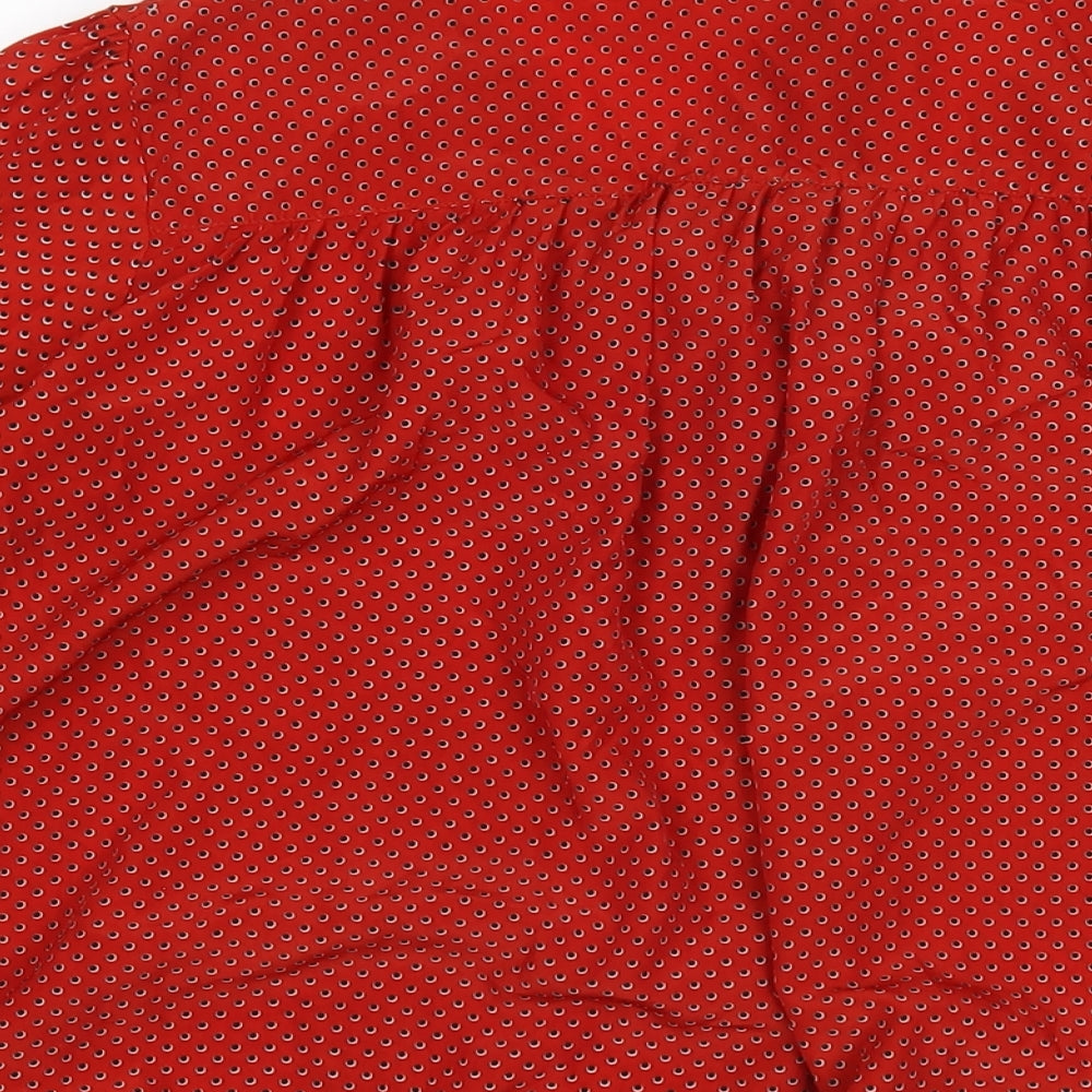 La Redoute Womens Red Geometric Polyester Basic Blouse Size 14 V-Neck
