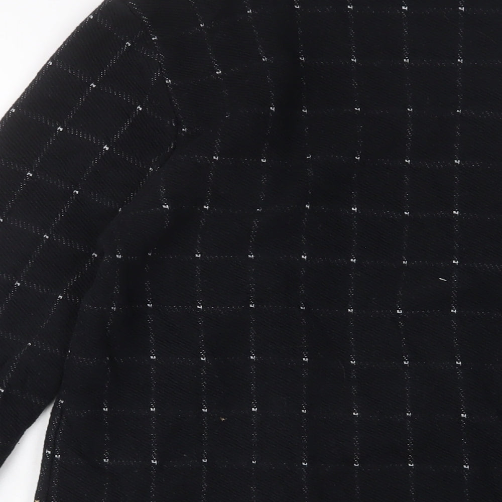 H&M Womens Black Plaid Jacket Blazer Size 8 - Open