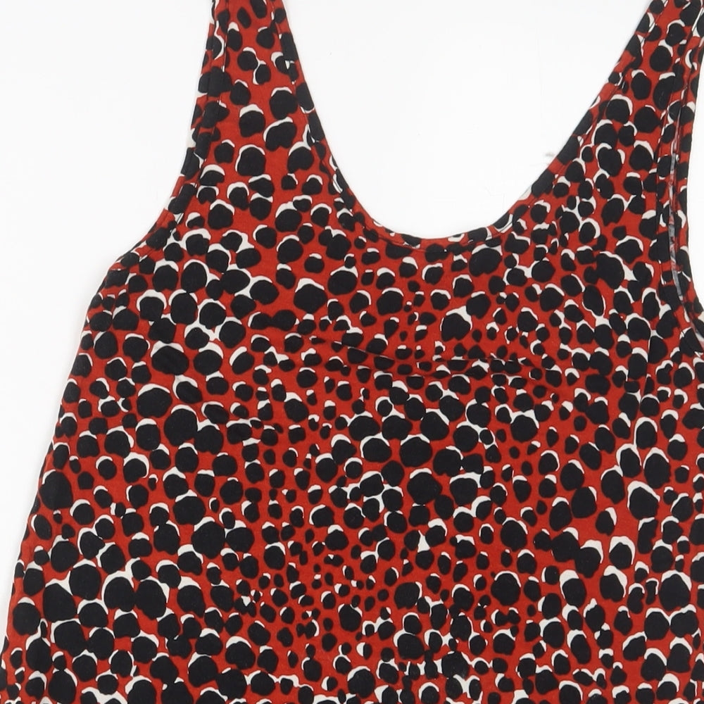 Warehouse Womens Red Animal Print Viscose Basic Tank Size 8 Scoop Neck