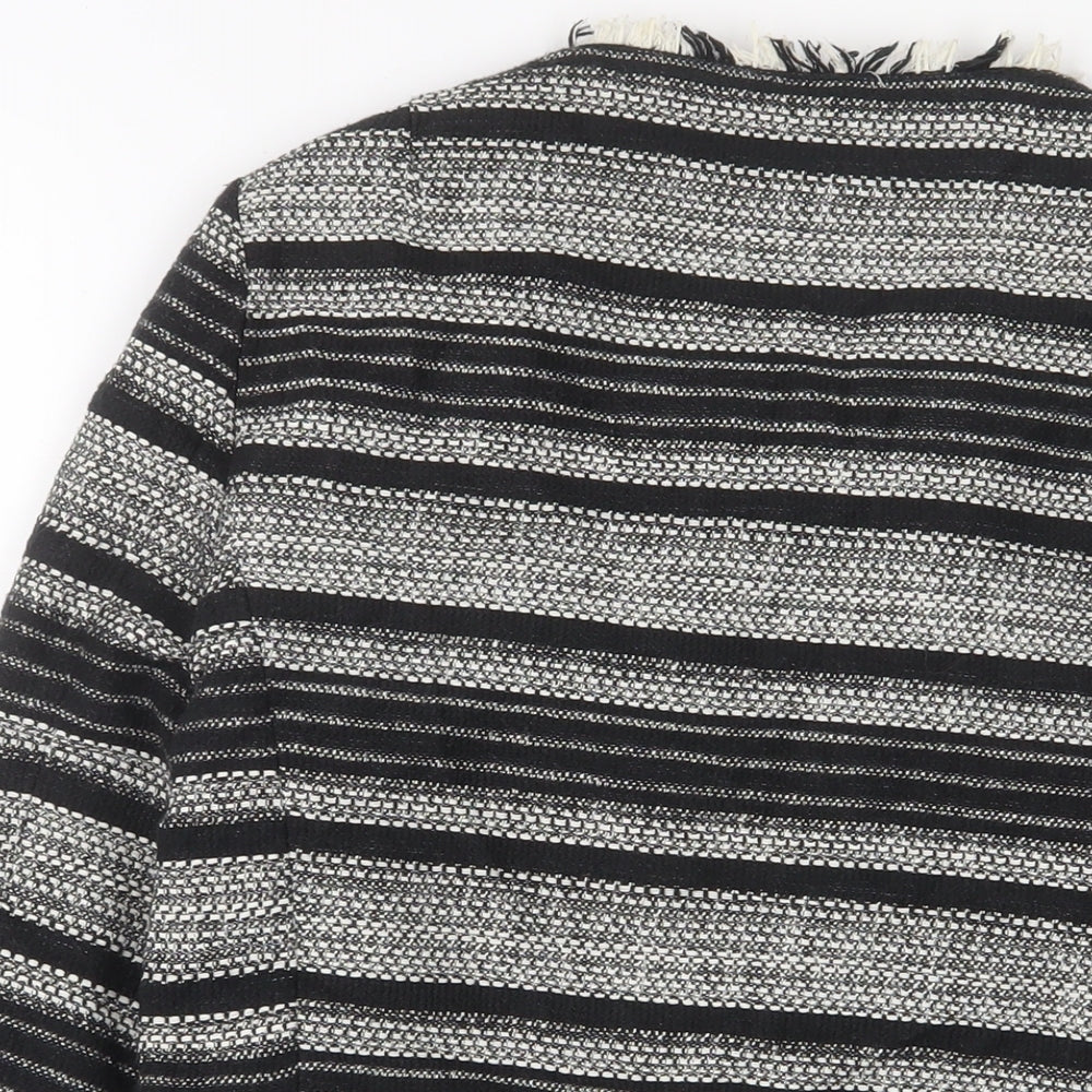 Marks & Spencer Womens Black Geometric Jacket Size 12 Snap