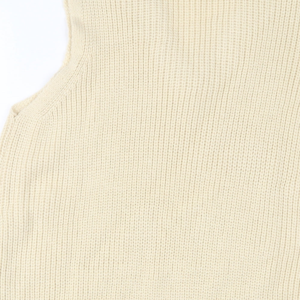 H&M Womens Ivory Acrylic Jumper Dress Size S V-Neck Pullover