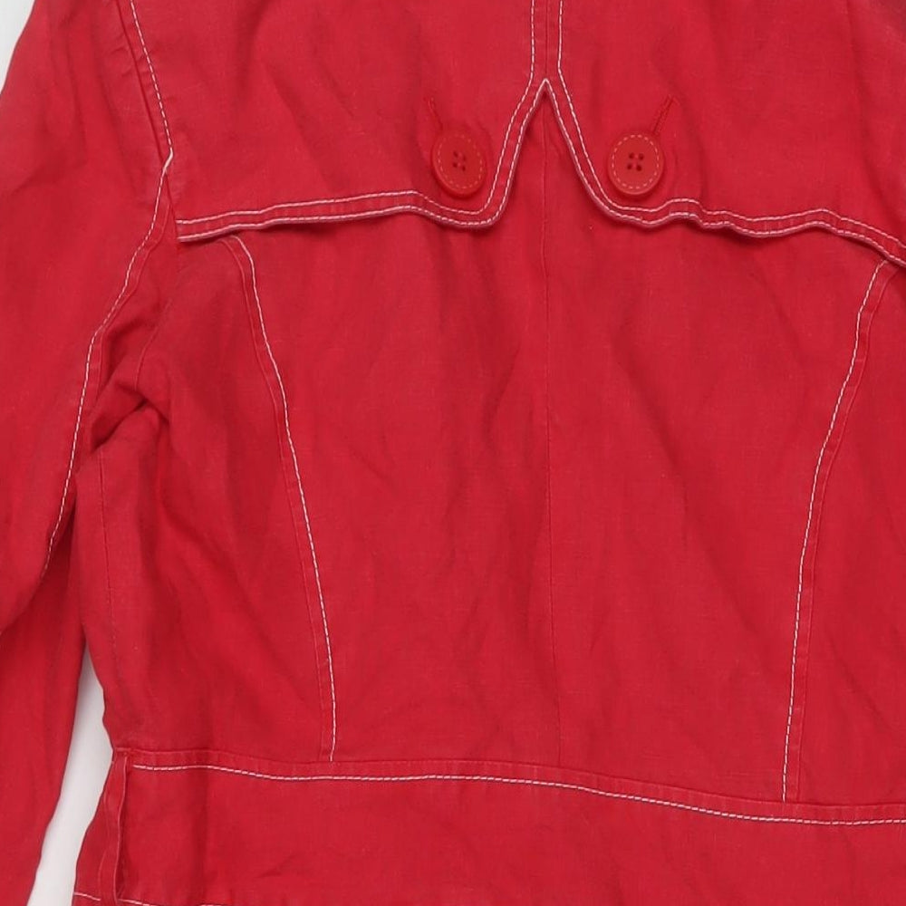 Monsoon Womens Red Pea Coat Coat Size 10 Button