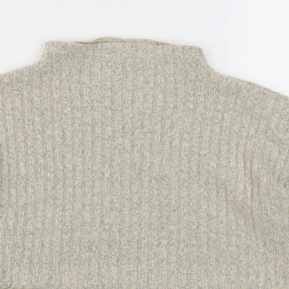 Ango Womens Beige Mock Neck Cotton Pullover Jumper Size M