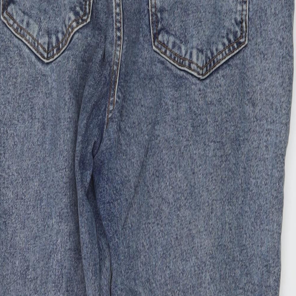 New Look Womens Blue Cotton Mom Jeans Size 12 L26 in Regular Button