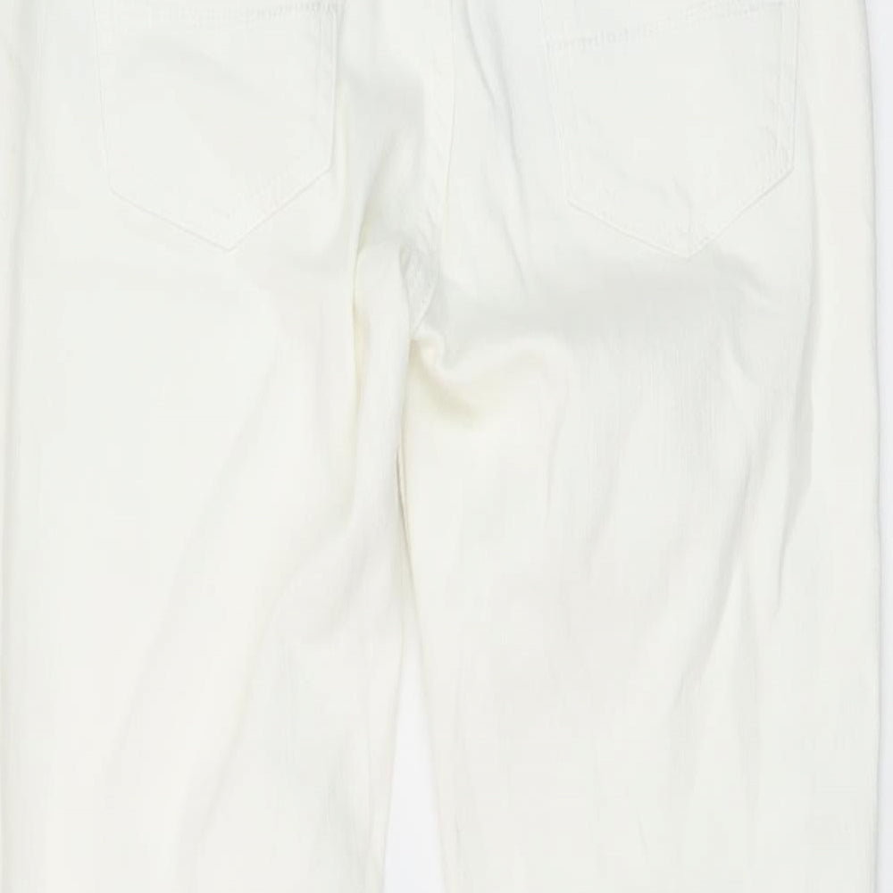 Marks & Spencer Womens Ivory Cotton Skinny Jeans Size 8 L29 in Regular Button