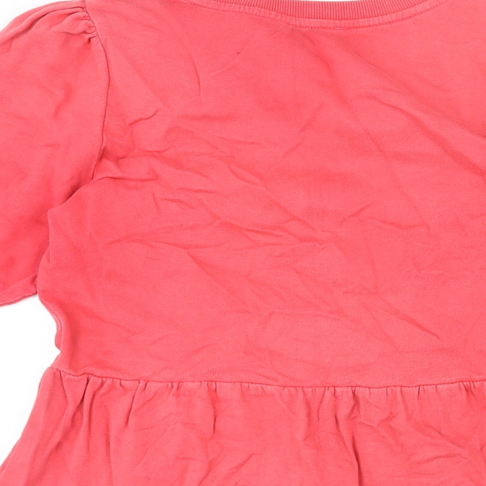 New Look Womens Pink Cotton A-Line Size 10 Round Neck Pullover - Smocked