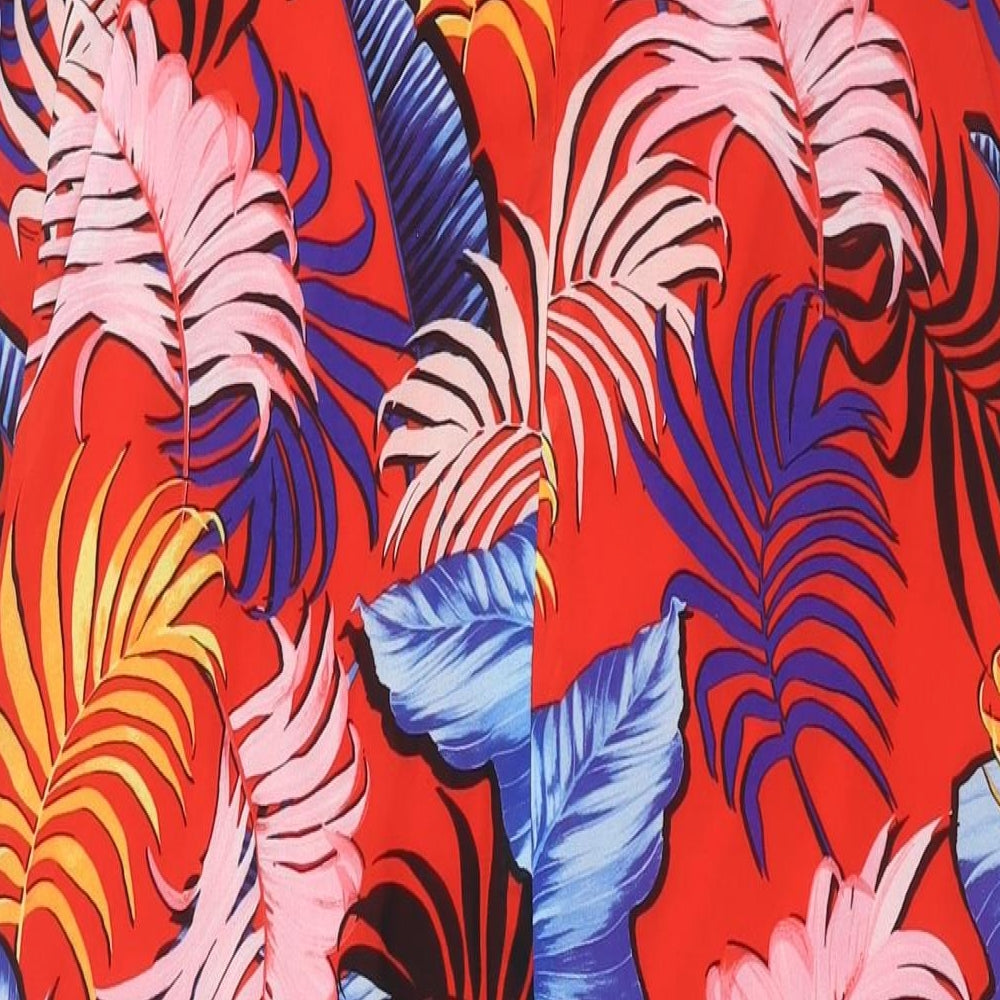 New Look Womens Multicoloured Geometric Polyester Maxi Size 16 Scoop Neck Zip - Side Slits Frill Leaf Print