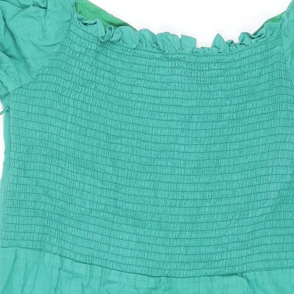 Glamorous Womens Green Viscose A-Line Size 20 Boat Neck Zip - Bow Detail