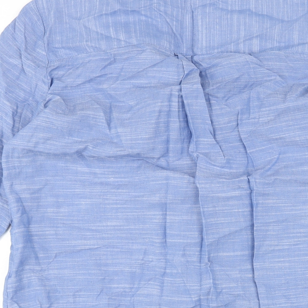 Marks & Spencer Womens Blue Cotton Shirt Dress Size 12 Collared Button - Drawstring Detail