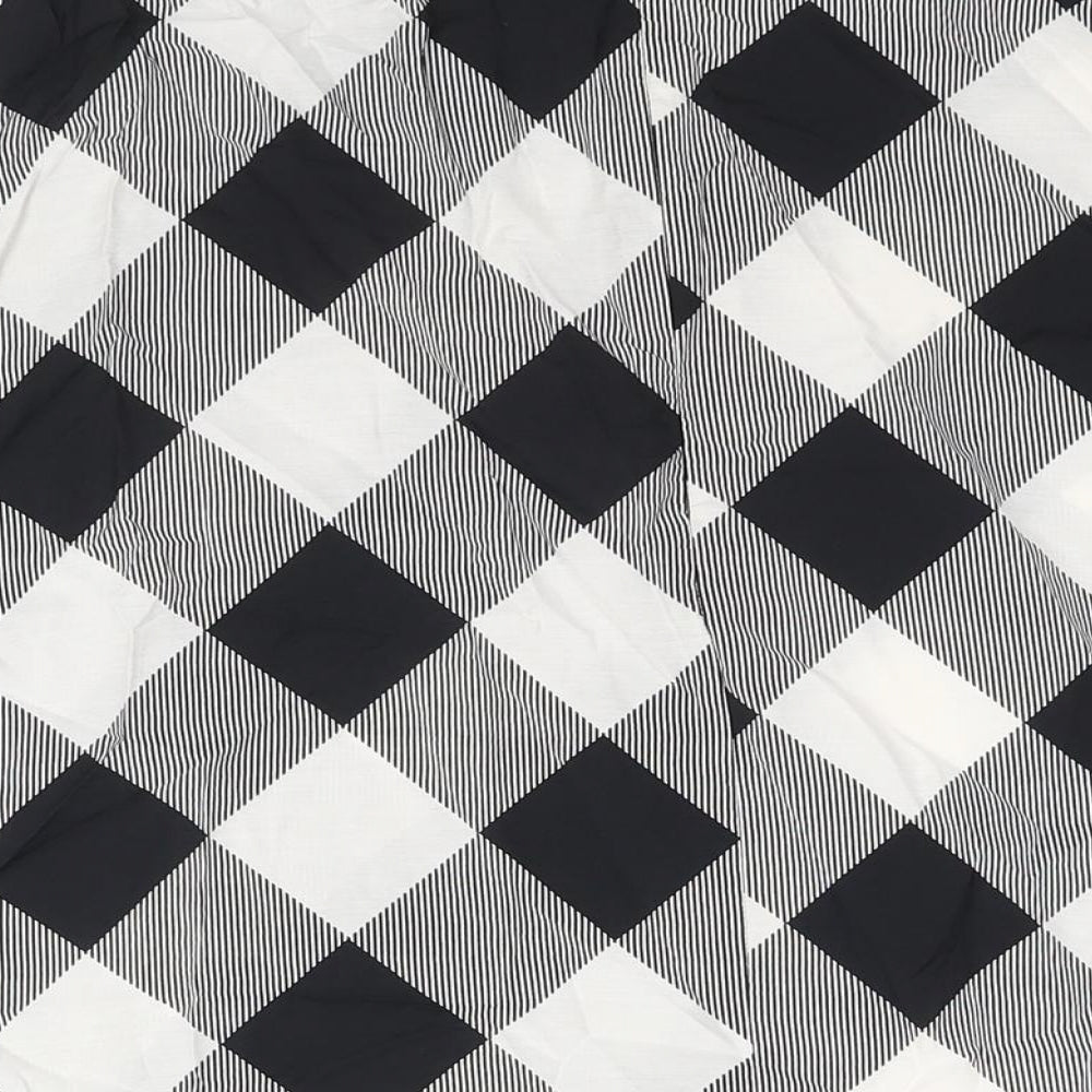 Marks & Spencer Womens Black Check Polyester A-Line Skirt Size 18 Zip