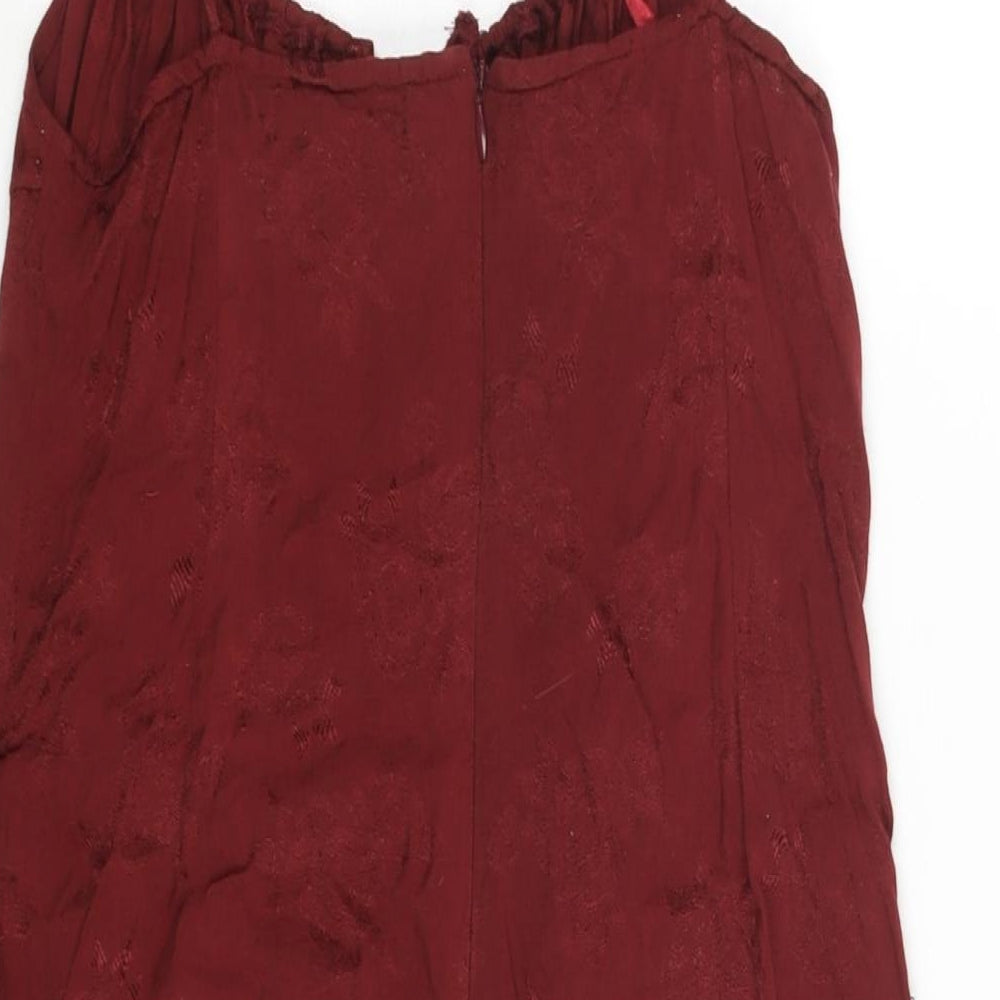 Motel Rocks Womens Red Floral Polyester Mini Size S Sweetheart Zip - Tie Detail