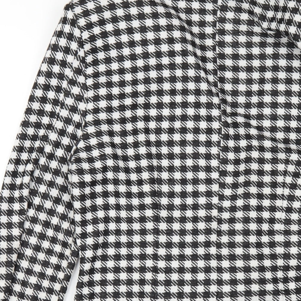ASOS Womens Black Check Polyester Jacket Dress Size 12 Collared Button