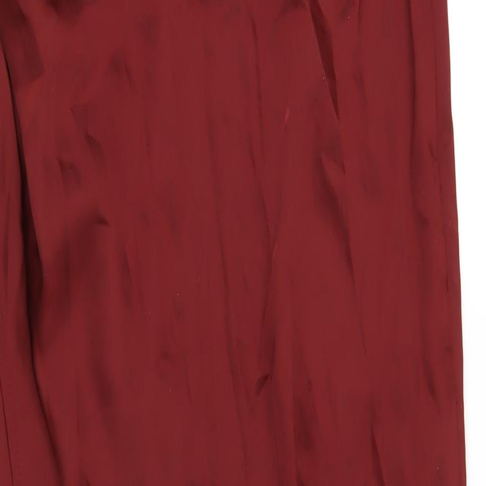 PRETTYLITTLETHING Womens Red Polyester Maxi Size 12 Off the Shoulder Zip