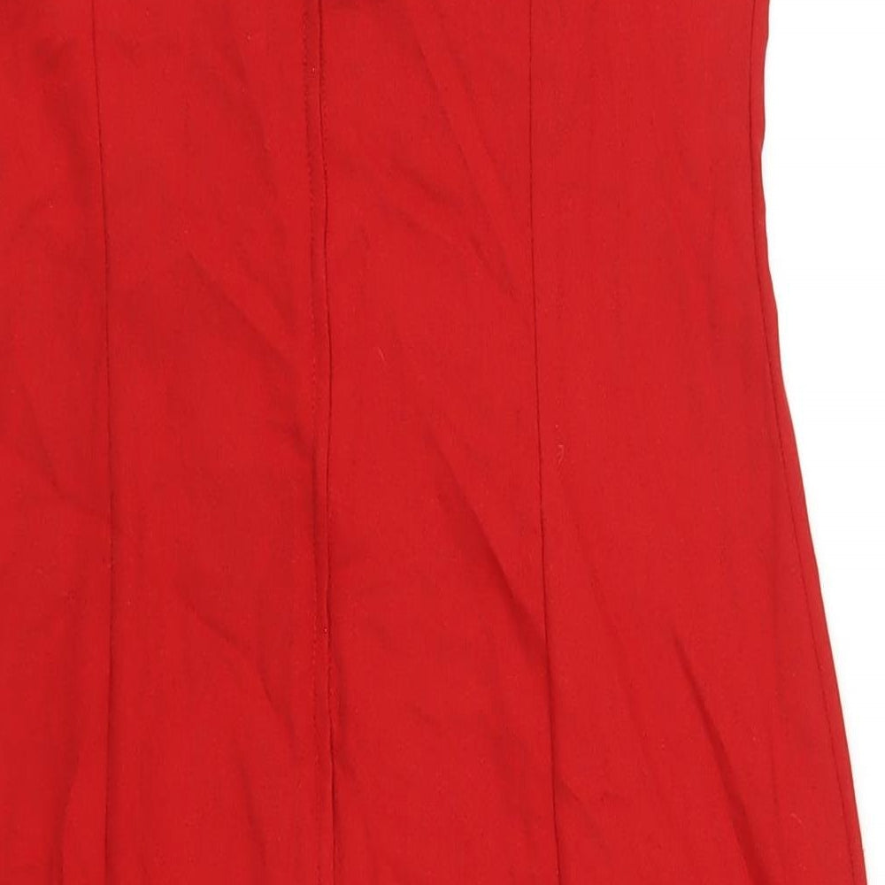 Classic Womens Red Polyester Pencil Dress Size 16 Sweetheart Zip