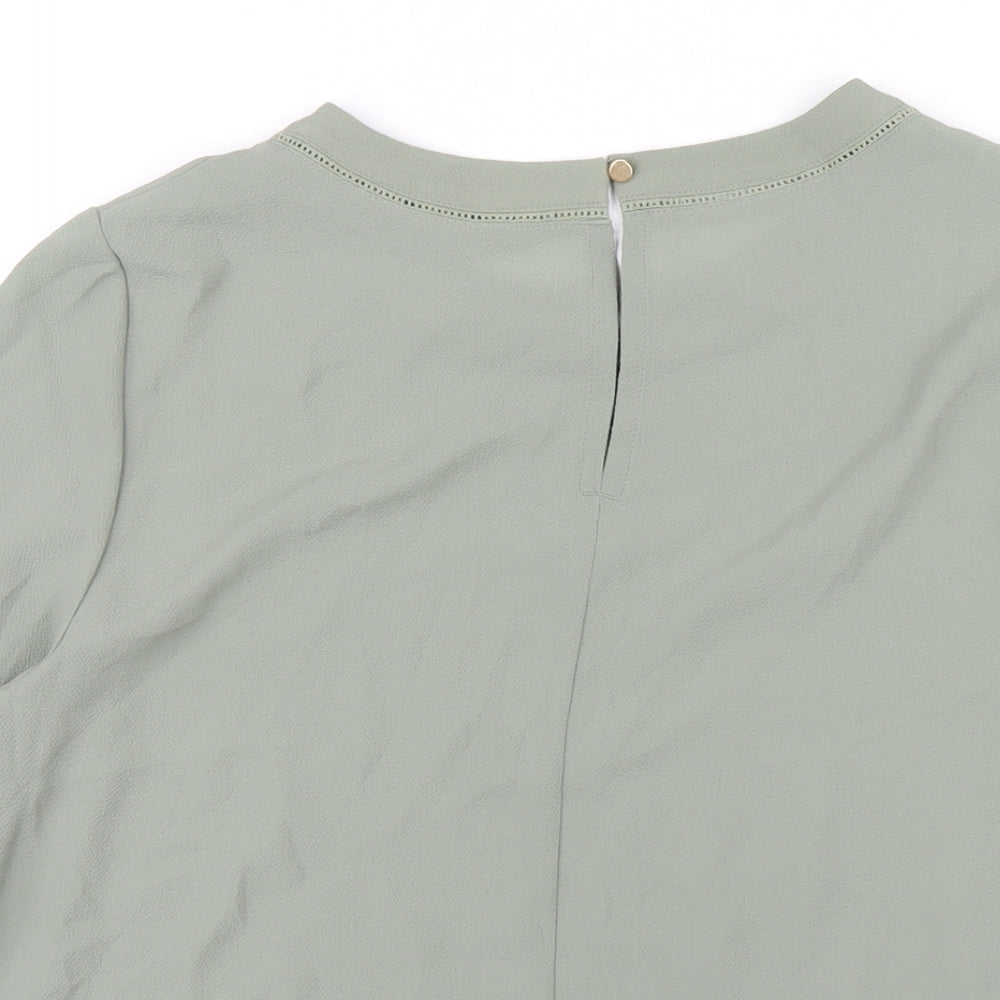 Marks & Spencer Womens Green Polyester Basic T-Shirt Size 10 Round Neck