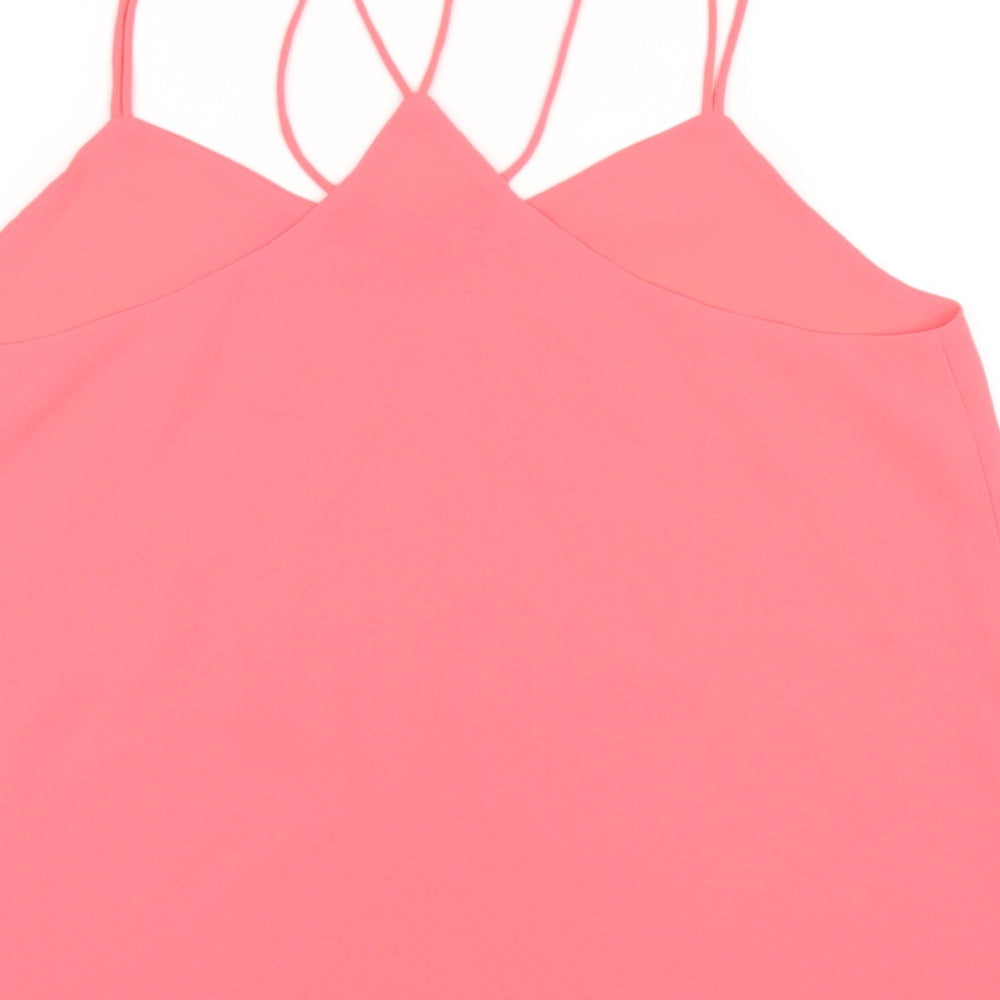 New Look Womens Pink Polyester Camisole T-Shirt Size 10 V-Neck