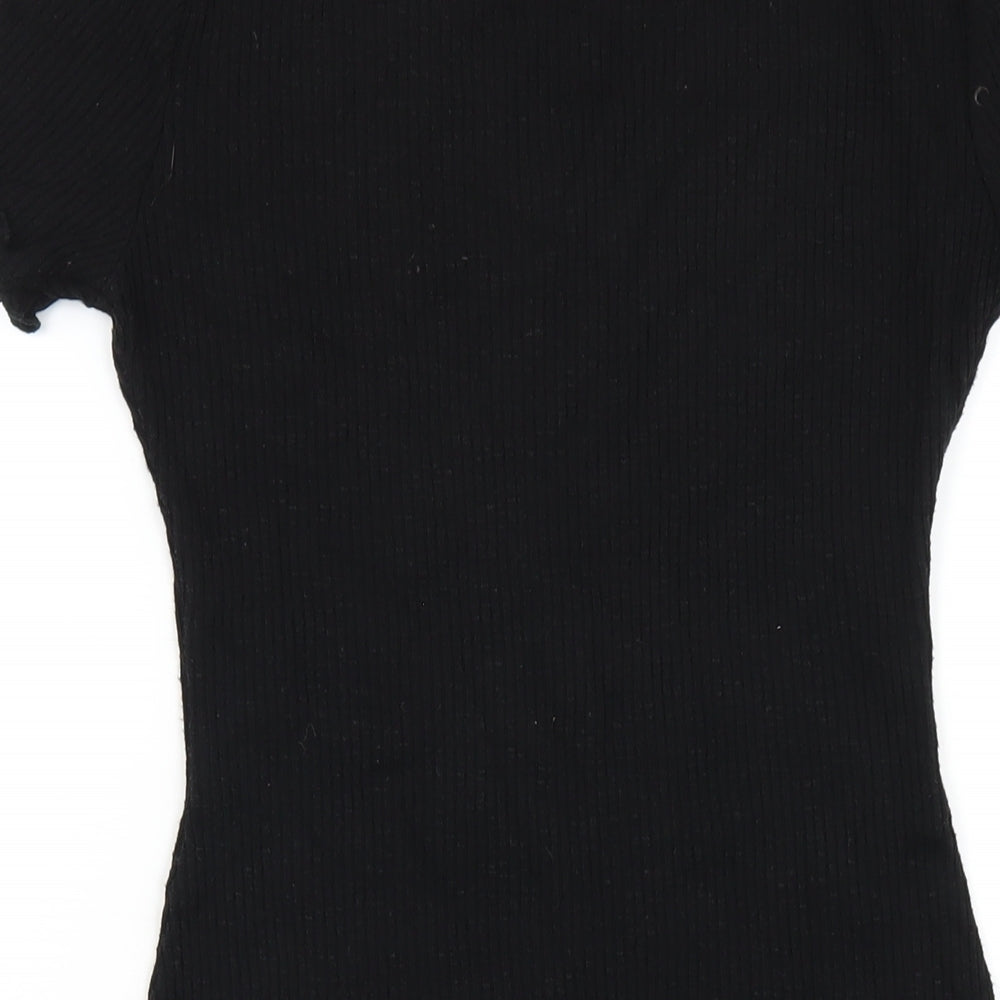 Popular 21 Womens Black Viscose Bodycon Size M Round Neck Pullover