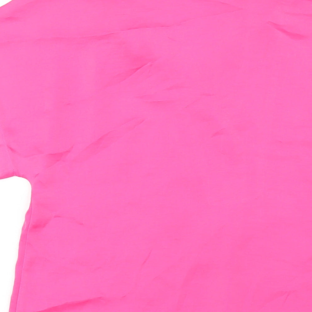 Marks & Spencer Womens Pink Polyester Basic T-Shirt Size 6 Collared