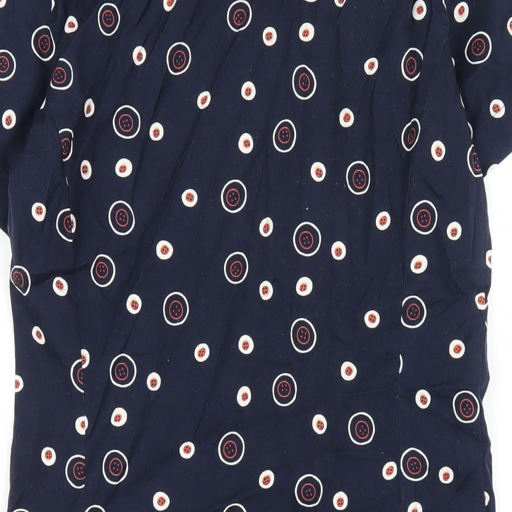 Esprit Womens Blue Geometric Cotton Shirt Dress Size 12 Collared Button