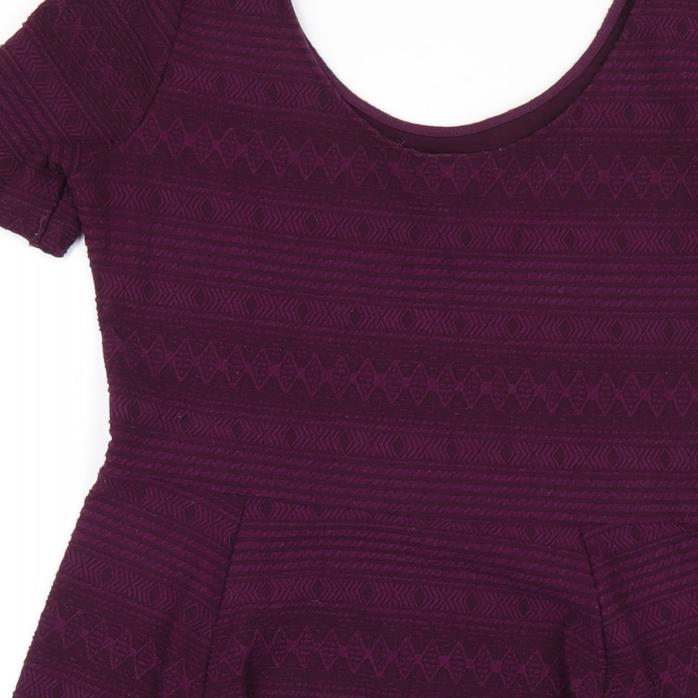 H&M Womens Purple Polyester A-Line Size M Scoop Neck Pullover