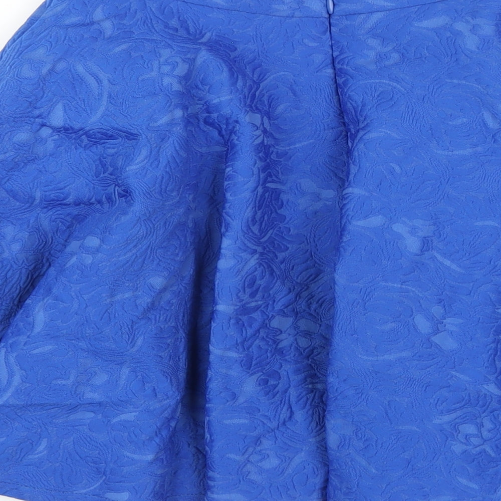 Topshop Womens Blue Cotton A-Line Skirt Size 6 Zip
