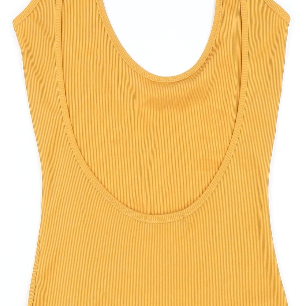 Missguided Womens Yellow Polyester Bodycon Size 8 Scoop Neck Pullover