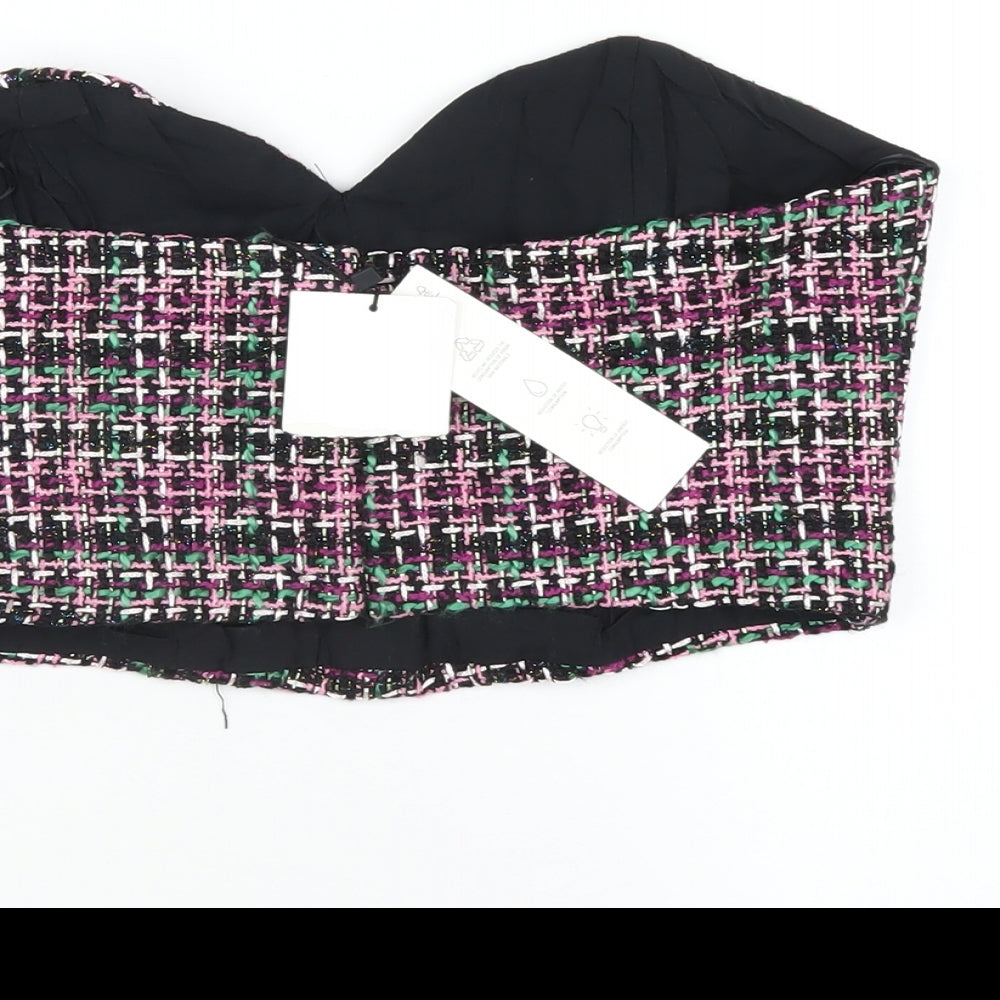 Zara Womens Multicoloured Cotton Cropped T-Shirt Size M Sweetheart
