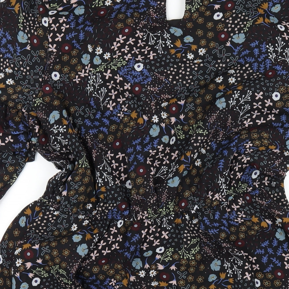 Yumi Womens Multicoloured Geometric Polyester A-Line Size 12 Round Neck Button